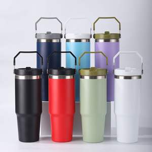 Nouvelle Tasse Thermique Portable 2025 avec Paille, Grande Capacité, Bouteille d'Eau de Camping avec Poignée, Isolation Sous Vide pour Boissons - Product Image 1