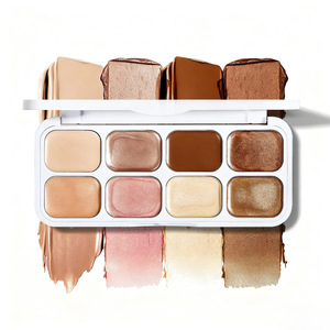 Paleta de Iluminadores y Bronzadores en Crema COOL STORY, 8 Colores Mate y Brillantes, Maquillaje Mineral Prensado Natural a Prueba de Agua para Contorno Facial - Product Image 1