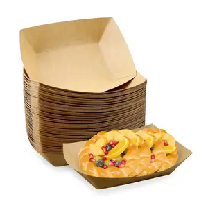 Paquetes desechables de comida rápida para llevar patatas fritas pollo Nuggets alas restaurante Snack barco bandeja de papel para comida