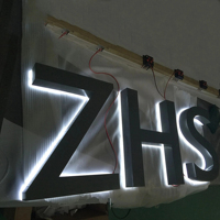 Lettres murales en miroir 3D rétroéclairées en acrylique avec logo personnalisé, finition argent brossé, pour entreprises, hôpitaux, étanches IPX6