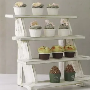 Support de gâteau rustique Risers pour affichage fête écologique pour la décoration intérieure support de Dessert blanc rustique présentoir à Cupcake étagère bois Rus