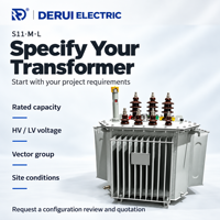 Transformateur de distribution immergé dans l'huile DERUI 6-11kV 80-2500kVA S11-M L, noyau à enroulement tridimensionnel, entièrement scellé, réservoir triangulaire