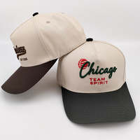 Casquettes personnalisées en gros, casquettes de baseball en coton à 5 panneaux bicolores, logo brodé 3D, casquettes unisexes vintage style papa, vente en gros OEM