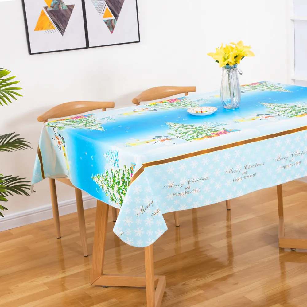 New Design PVC Tablecloth Printed Vinyl Customized Tablecloth Edge Binding Waterproof OEM