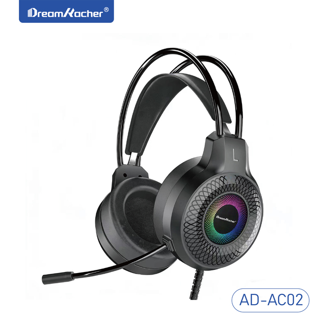 Dream Kacher Gaming Headset with Mic for PC-Over-Ear Design Active Noise Cancellation (ANC) IPX-5 Waterproof 2 Meter USB Cable