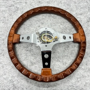 Volant universel classique 350 mm en ABS, 7 branches profondes, électroplaqué, style rétro, en bois de pêche - Product Image 2