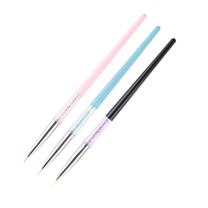 Ensemble de 3 pinceaux à ongles avec manche diamanté, pinceaux de précision pour la peinture au gel, pour la manucure en salon, dans un sac en PVC, 23g - Product Image 3