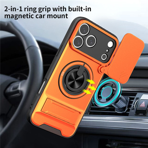 เคสโทรศัพท์แบบมีขาตั้งกล้องแบบดึง-ดัน สำหรับ iPhone 17 16 15 14 Pro Max พร้อมเลนส์แม่เหล็ก ป้องกันแรงกระแทก มีวงแหวนยึดด้านหลัง - Product Image 3
