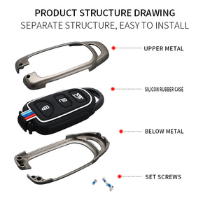 Étui de protection pour clé de voiture en alliage de zinc et gel de silice pour <span class=keywords><strong>KIA</strong></span> Hyundai Tucson SONATA Santa Fe Rohens Coupe Cerato Anneaux <span class=keywords><strong>Porte</strong></span>-clés - Product Image 5