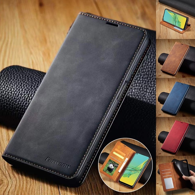 Ultra Plus Leather Wallet Case for Samsung Galaxy S23 S22 S21 S20 FE S10 S9 S8 Plus S7 Edge A72 A52s A53 A12 A71 A51-Flip Cover