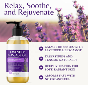 Huile de massage à la lavande en marque blanche, pure et hydratante, pour le visage et le corps, en vrac - Product Image 2