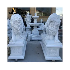 Life Size Gate Garden Standing Stone Lions Statues Large Outdoor Granite White Marble Stone Carving Lion Statue Sculpture