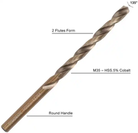 Jeu de forets hélicoïdaux Pexmientas HSS Cobalt à 2 cannelures entièrement affûtés, 0,5-16 mm, pour le perçage du métal et de l'acier inoxydable
