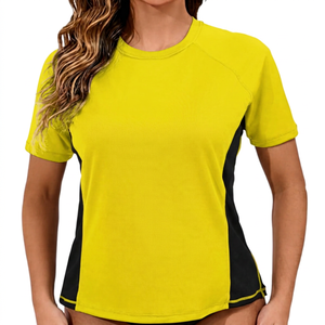 T-shirt de sport à manches courtes pour femme, à blocs de couleur, anti-UV, séchage rapide, en polyester - Product Image 4