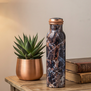 Luxurious Marble Print Pure Copper <b>Bottle</b> Leakproof Modern Minimalist Style For Daily Hydration Travel Gym Yoga Office And Yoga - Product Image 1