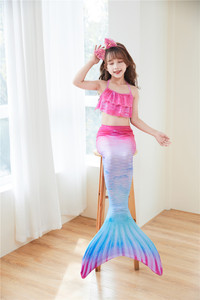 Set Costume da Bagno a 4 Pezzi per Bambine con Coda di Sirena, Bikini con Stampa Scintillante e Pinna per Piscina - Product Image 6