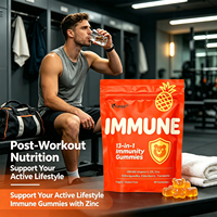 Gummies immunostimulantes à marque privée 13-en-1 multivitaminées, véganes sans gluten, pour la récupération post-entraînement et le soutien du style de vie actif