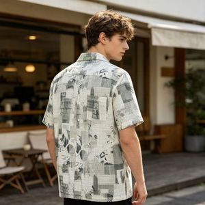 Camisa de punto calado para hombre con estampado digital, camisa formal de algodón con botones personalizados y cuello calado, camisas de vestir para hombre - Product Image 2