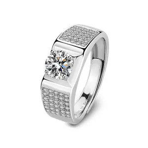 MOYU lujo 925 plata esterlina diamante hombres y mujeres anillos de alta calidad redondo Moissanite pareja anillos joyería