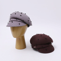 Nouveau Béret en Laine Automne-Hiver pour Femme, Casquette Gavroche Rétro à Pois en Maille, Style Artiste, Mode Européenne Vintage