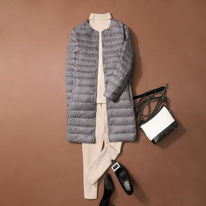 Veste <span class=keywords><strong>longue</strong></span> à col rond d'automne et d'hiver avec <span class=keywords><strong>doudoune</strong></span> mince sans col pour <span class=keywords><strong>femme</strong></span> <span class=keywords><strong>mi</strong></span>-<span class=keywords><strong>longue</strong></span> - Product Image 2