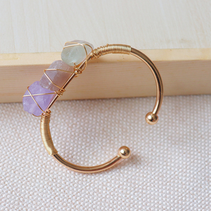 Vente en gros <span class=keywords><strong>horoscope</strong></span> bracelet en cristal naturel bracelet en cristal réglable pierre précieuse carrée cuivre plaqué or - Product Image 2