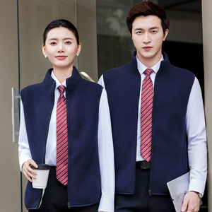 Chaleco de Forro Polar de Color Sólido, Forrado de Poliéster, Cálido, para Hombre, Uniforme de Trabajo, con Impresión de Logotipo Personalizado - Product Image 2