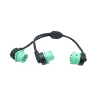 Linkyou kabel Harness otomotif, kabel Harness otomotif tipe 2 Y, hijau, sudut kanan, konduktor tembaga, insulasi PVC, Overmolded, pria/wanita, tipe 2 Y