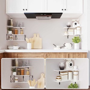 Estantes de vidrio flotantes de 5 niveles blancos para almacenamiento <span class=keywords><strong>en</strong></span> pared, estantes de esquina versátiles para dormitorio, sala de estar, <span class=keywords><strong>escalera</strong></span>, comedor, Escuela/Hotel - Product Image 3