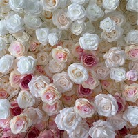 Rosige Blumen Omre Hot Pink Weiße Rosen Blumenwand Hintergrund Künstliche Blumenwand für Hochzeitsdekoration