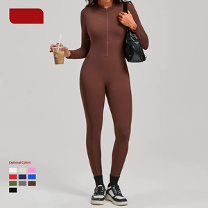 Nuova <span class=keywords><strong>Tuta</strong></span> Intera da Yoga in Maglia a Maniche Lunghe con Cerniera, Effetto Seconda Pelle, Stile Europeo Americano, per <span class=keywords><strong>Donna</strong></span>, Abbigliamento Sportivo <span class=keywords><strong>Aderente</strong></span> - Product Image 4
