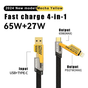 Cabo de carregamento rápido 4 em 1 USB para transferência de dados cabos multifuncionais para carregamento de telefone