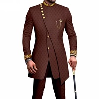 Costume deux pièces GuyaWax Dashiki africain coupe ajustée grande taille pour homme – Tenue de mariage formelle – Polyester écologique et respirant