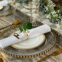 Assiettes de présentation modernes Xiangjin 13 pouces en plastique PS écologique, transparentes, perlées or, couleur personnalisée, pour mariage et décoration intérieure