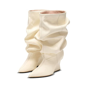 Eleganti Stivali Alti da <span class=keywords><strong>Donna</strong></span> <span class=keywords><strong>con</strong></span> <span class=keywords><strong>Zeppa</strong></span> 2025 Autunno Inverno, Scarpe Sexy a Punta per Feste e Balli, Stivali al Ginocchio <span class=keywords><strong>con</strong></span> Tacco a <span class=keywords><strong>Zeppa</strong></span>, Taglie fino al 43 - Product Image 5