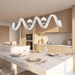 Lampadario Moderno Rettangolare 2027, 110V/220V 3CCT, Luce Pendente per Soffitti Bassi, Forma Ondulata, Lampadario da Cucina e Sala da Pranzo 140W - Product Image 2