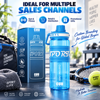 Bouteille d'eau de sport personnalisée en Tritan 600ml 750ml sans BPA, anti-fuite, transparente avec poignée en silicone, OEM, marque privée