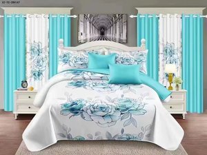 非洲风格定制海军蓝几何王6PCS涤纶结婚窗帘床上用品套装 - Product Image 2