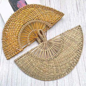 New Creative Vintage Boho Style Handmade Hand-woven Seagrass Leaf Heart Shaped <b>Wall</b> Hanging <b>Fan</b> Holiday <b>Decoration</b> Craft - Product Image 5