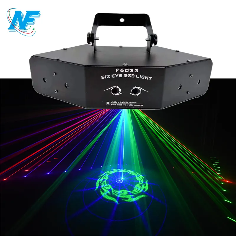 KTV Đảng Mini Sân Khấu Laser Hiển Thị Hệ Thống 6 Ống Kính RGB Màu Sắc Ánh Sáng Tia Laser