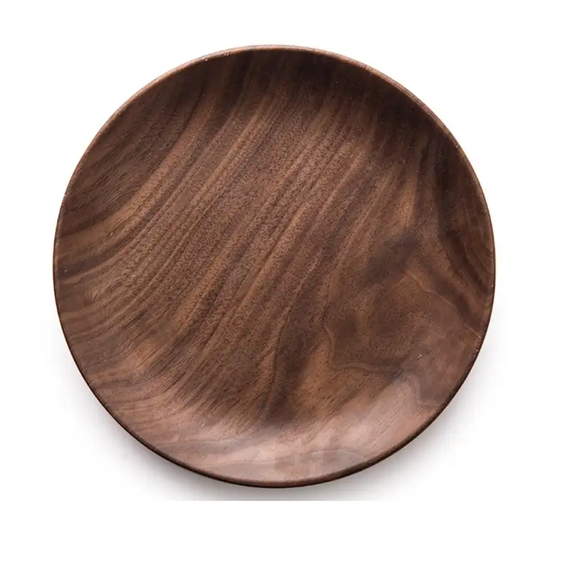 Amazon Hotsales 10inch Natural Wooden Steak Serving Customized Logo Wholesale Souvenir Round Acacia Wood Dinner Plate