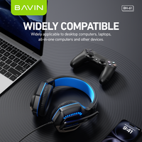 BAVIN BH61 Headset Headphone Gaming, latensi rendah 230cm panjang garis atas telinga dengan mikrofon HD yang dapat disesuaikan