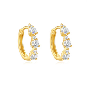 New Style Fashion Hoop Earring Gold <b>Flower</b> Green Zircon for <b>Girl</b> - Product Image 1