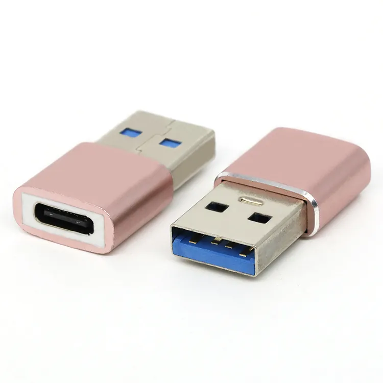 Rose Gold USB 3.0 Type A Male To USB Type C Female OTG Adapter for Laptop Phone