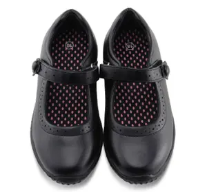 Sepatu Sekolah Hitam Anak Perempuan, Sepatu Seragam Sekolah Mary Jane dengan Tali Gesper Klasik