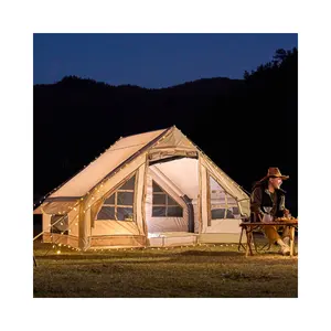 Family Outdoor Camping Inflatable Tent Air Pole Canvas Wall Tent rainproof large space camping Inflatable Tent