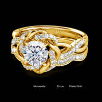 Fine Jewelry GRA Certified Vintage Fine Filigrane 925 Silver Women's Flower Bague de fiançailles avec Moissanite Pass Diamond Tester