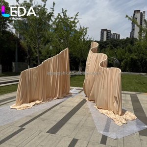 LEDA Wedding Event Decor Trendy Wedding Decor S-Shaped Beige Metal Adjustable Wave <b>Stand</b> - Product Image 2