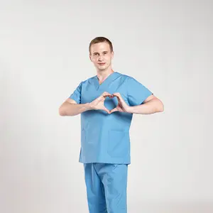 Conception de fabrication Gommage médical pour hommes Uniformes hospitaliers de haute qualité Combinaison de gommage médical pour infirmière pour hommes