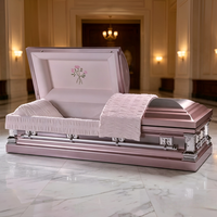 Ataúd de Acero Color Oro Rosa - Ataúd Funerario Metálico de Lujo con Interior Blanco Bordado, para Entierro de Adultos (Venta al Por Mayor)